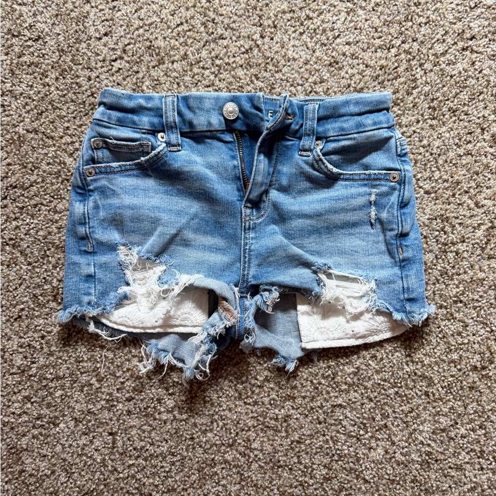 American Eagle Outfitters Light Blue Distressed Denim Shorts